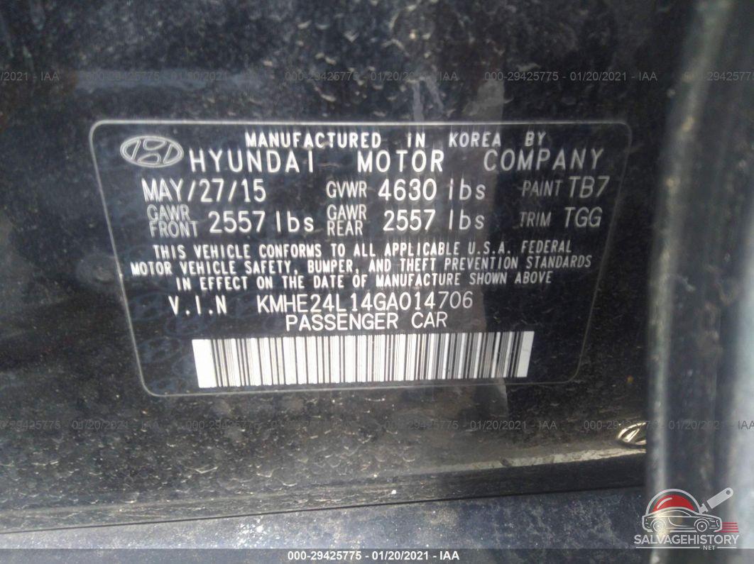 KMHE24L14GA014706 2016 HYUNDAI SONATA HYBRID photo no. 9