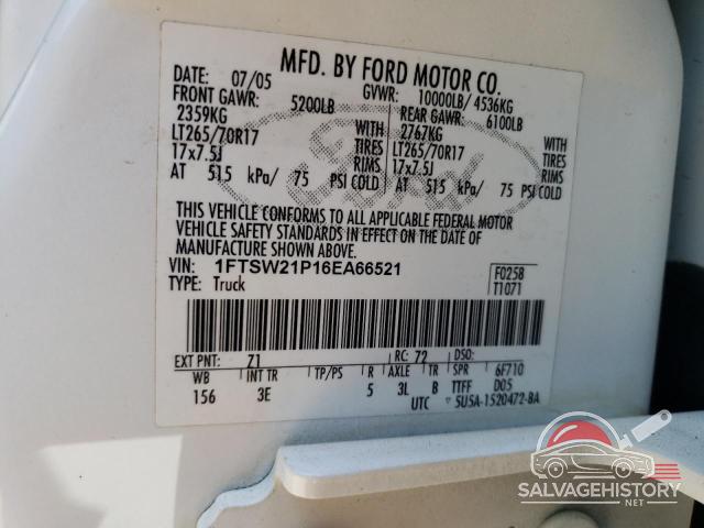 1FTSW21P16EA66521 2006 FORD F250 photo no. 12