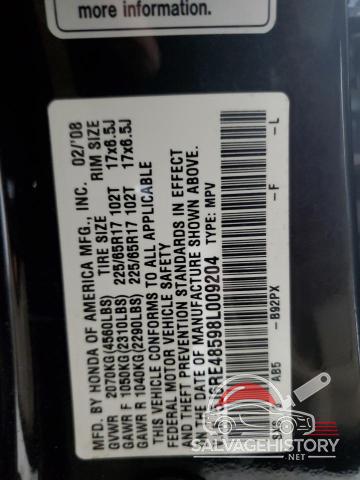 5J6RE48598L009204 2008 HONDA CRV photo no. 13