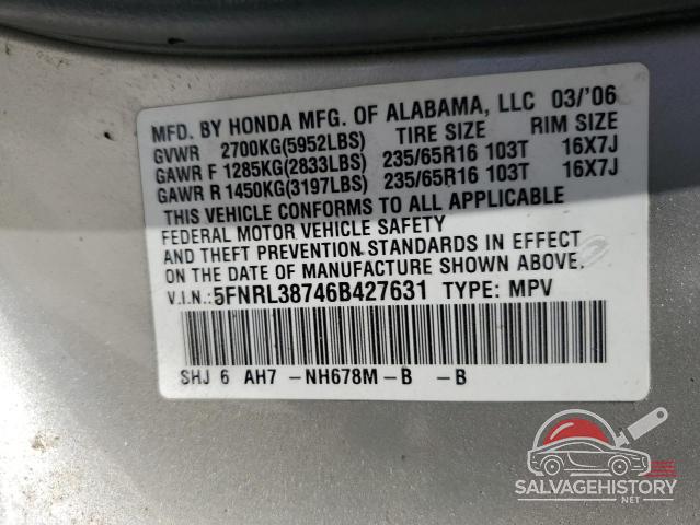 5FNRL38746B427631 2006 HONDA All Models photo no. 13
