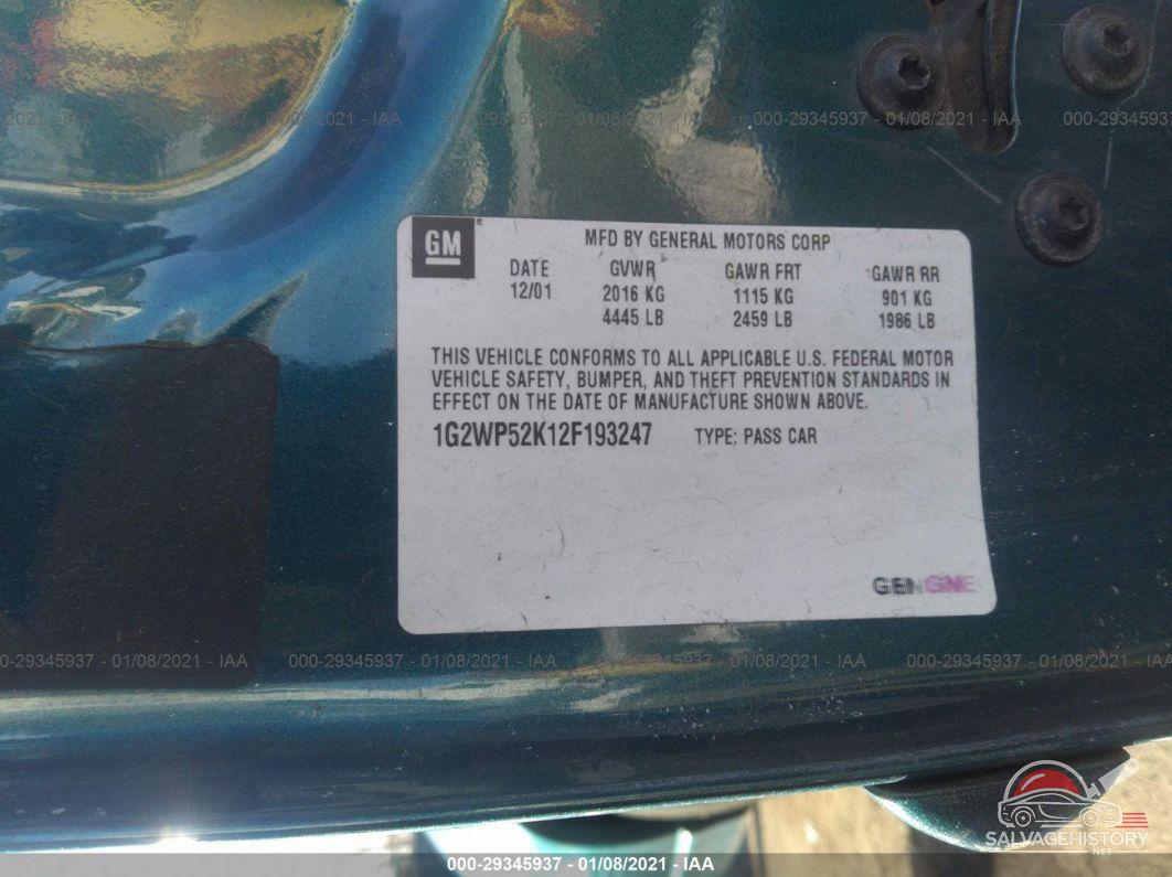 1G2WP52K12F193247 2002 PONTIAC GRAND PRIX photo no. 9