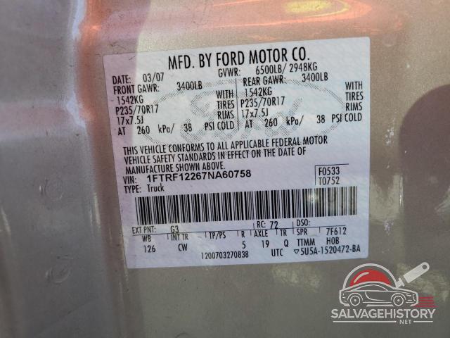 1FTRF12267NA60758 2007 FORD All Models photo no. 12