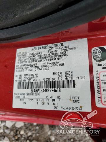 3FAHP0HA4BR224618 2011 FORD FUSION photo no. 12