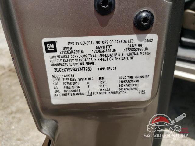 2GCEC19V831347960 2003 CHEVROLET ALL Models photo no. 12