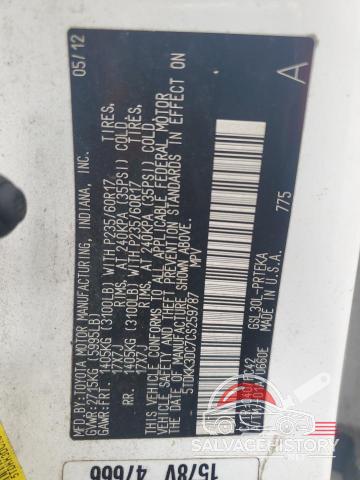 5TDKK3DC7CS259787 2012 TOYOTA All Models photo no. 13
