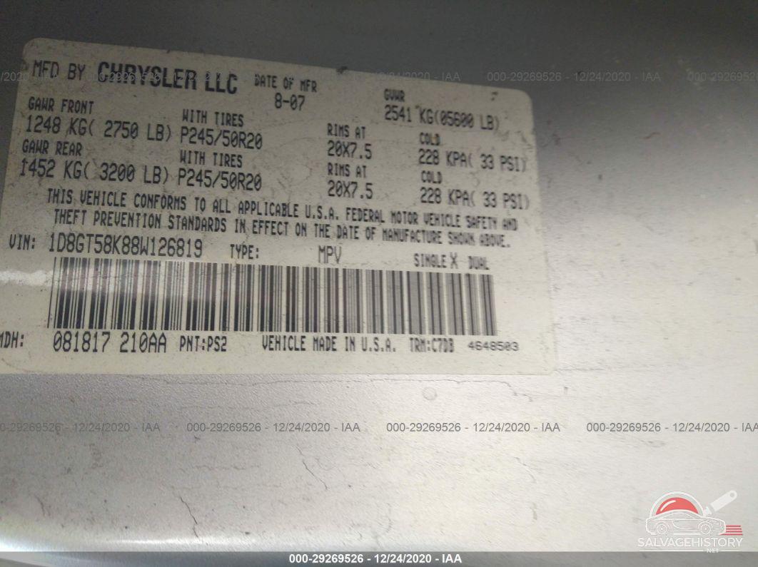 1D8GT58K88W126819 2008 DODGE NITRO photo no. 9