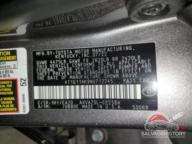 4T1G11AK9NU712245 2022 TOYOTA CAMRY photo no. 12