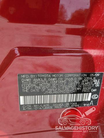 JTHBJ46G992327241 2009 LEXUS ES350 photo no. 12