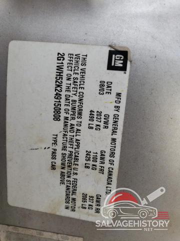 2G1WH52K249150808 2004 CHEVROLET IMPALA photo no. 12