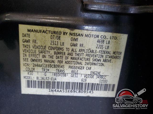 1N4AA51E69C809545 2009 NISSAN MAXIMA photo no. 12