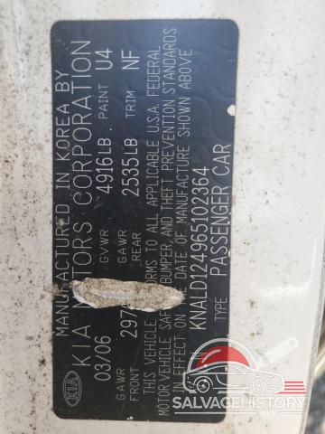 KNALD124965102364 2006 KIA AMANTI photo no. 12