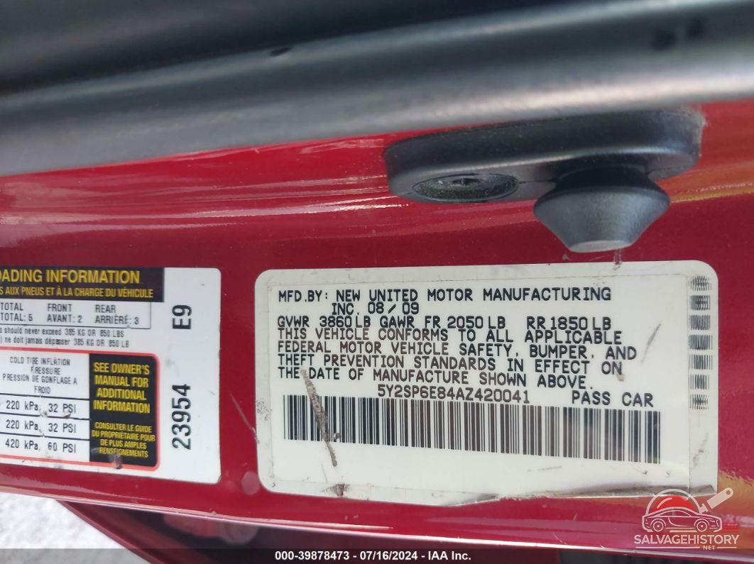 5Y2SP6E84AZ420041 2010 PONTIAC VIBE photo no. 9