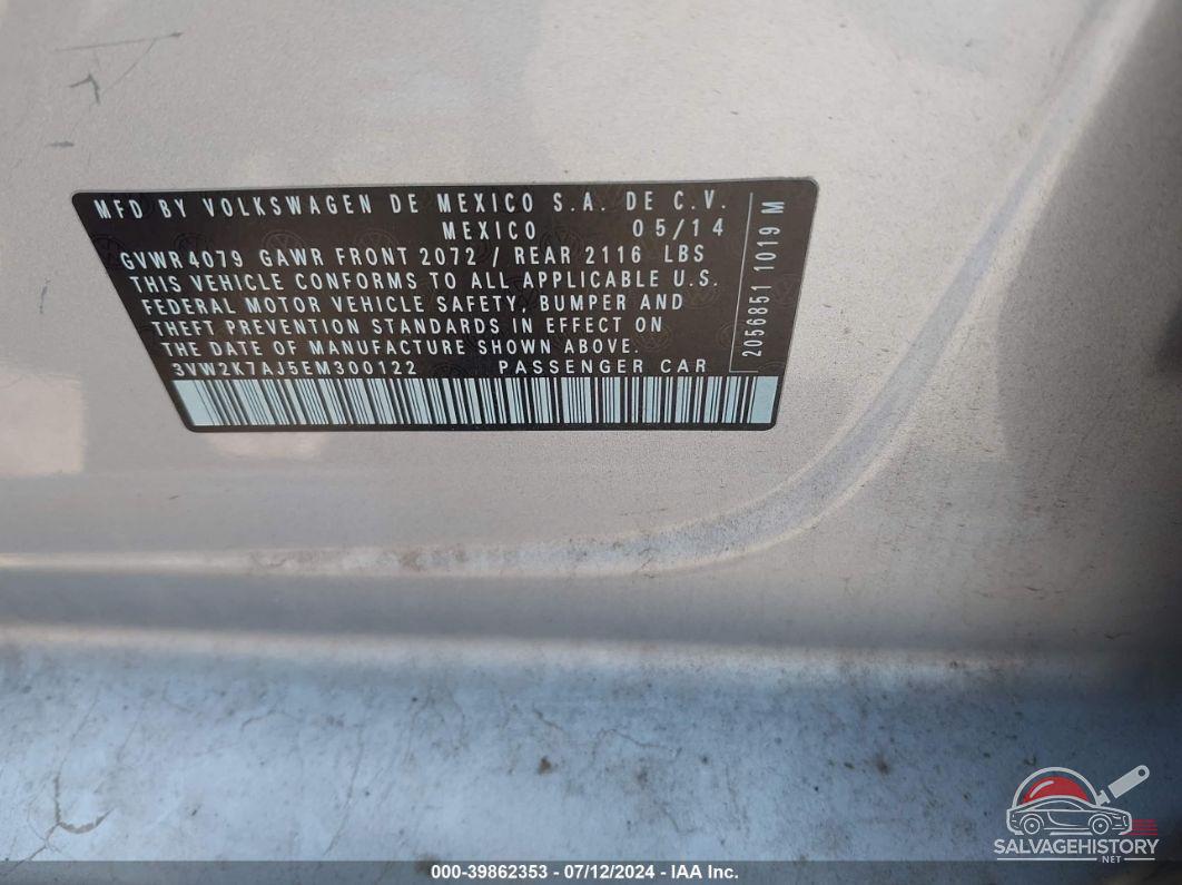 3VW2K7AJ5EM300122 2014 VOLKSWAGEN JETTA photo no. 9