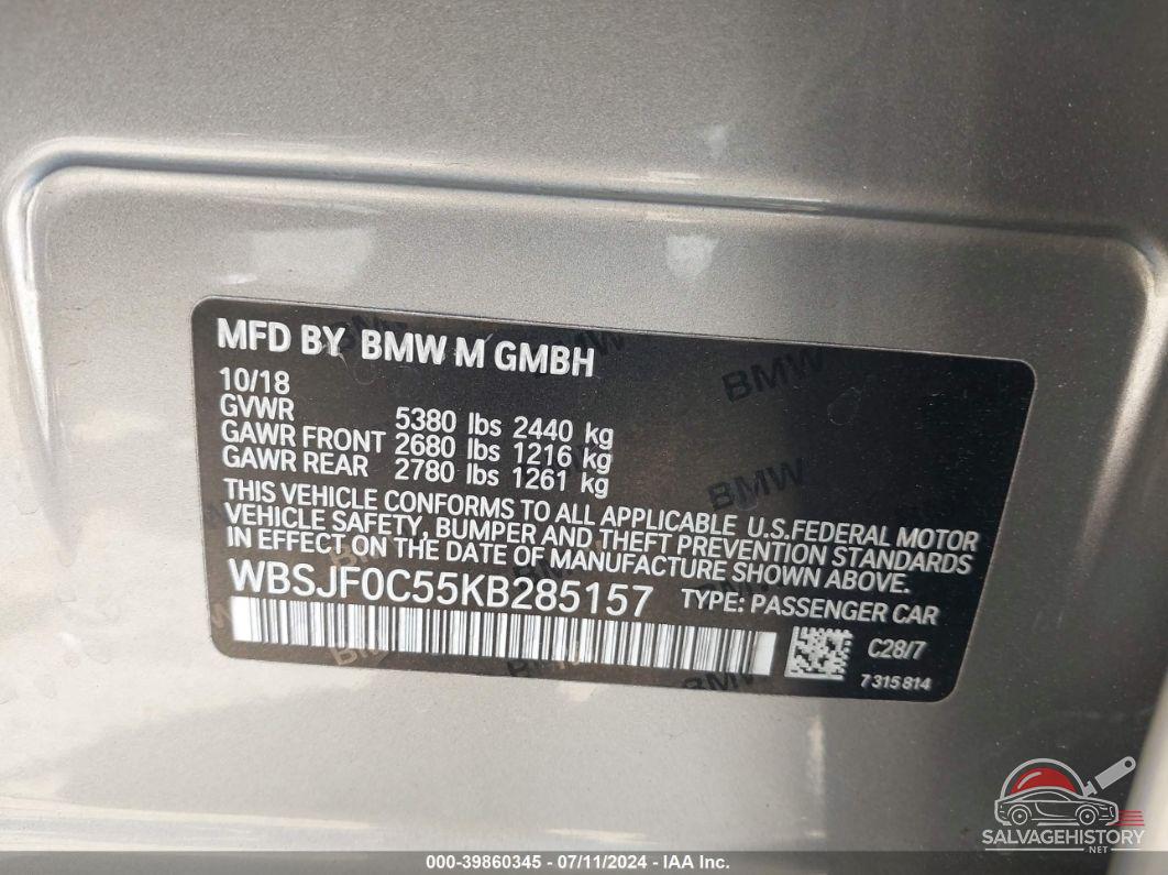 WBSJF0C55KB285157 2019 BMW M5 photo no. 9