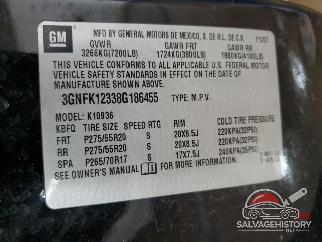 3GNFK12338G186455 2008 CHEVROLET AVALANCHE photo no. 12