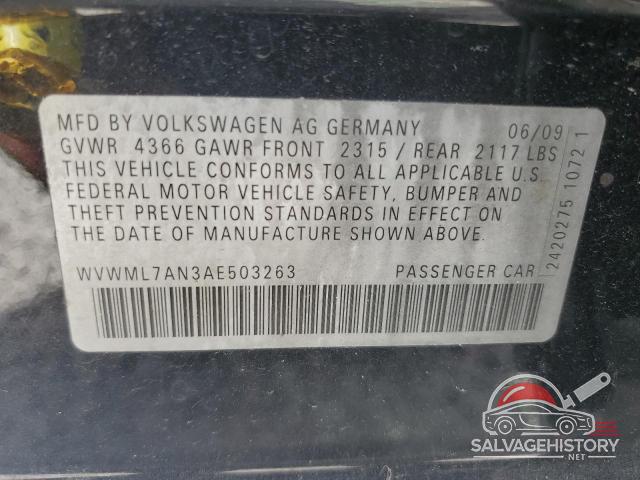 WVWML7AN3AE503263 2010 VOLKSWAGEN CC photo no. 12
