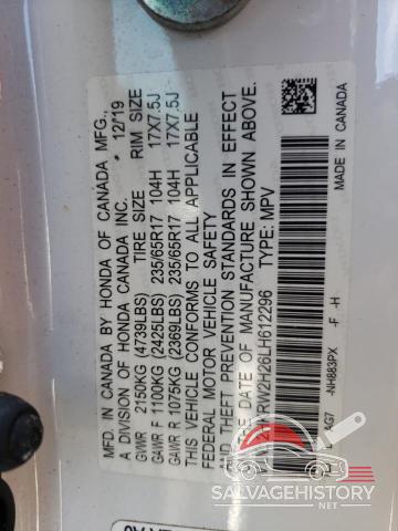 2HKRW2H26LH612296 2020 HONDA CRV photo no. 13