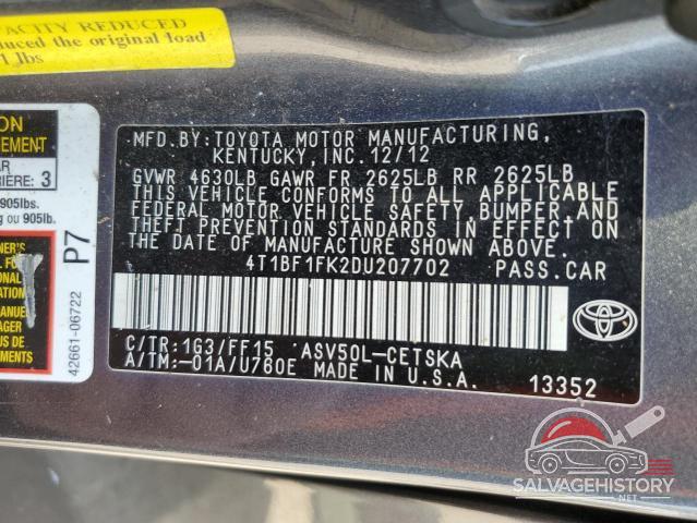 4T1BF1FK2DU207702 2013 TOYOTA CAMRY photo no. 12