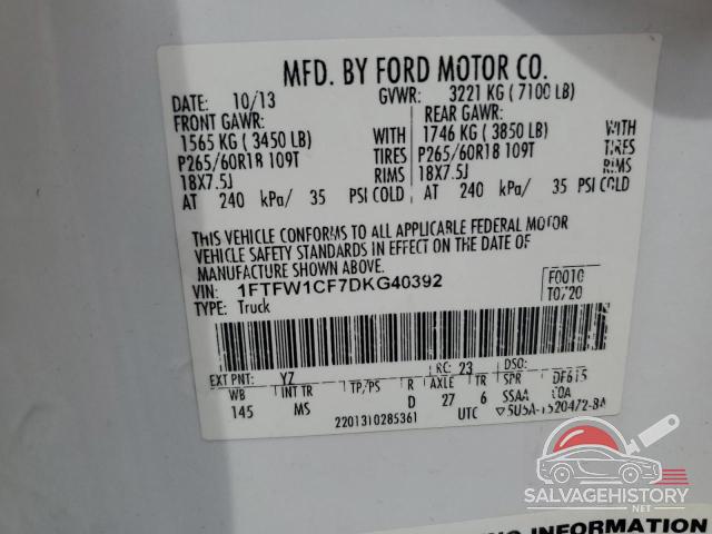 1FTFW1CF7DKG40392 2013 FORD F-150 photo no. 12