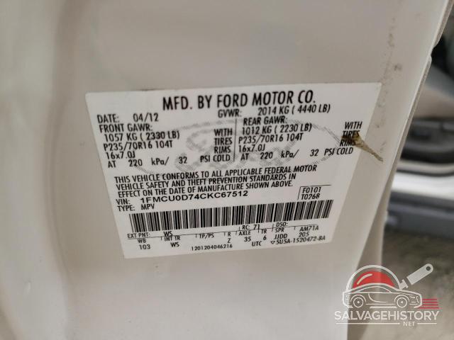 1FMCU0D74CKC67512 2012 FORD ESCAPE photo no. 13