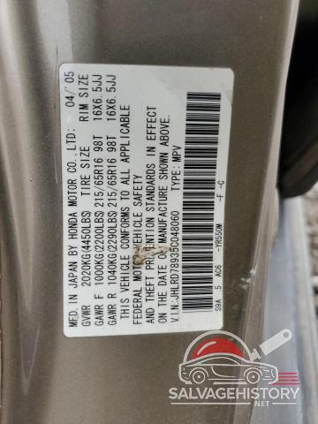 JHLRD78935C048060 2005 HONDA CRV photo no. 12