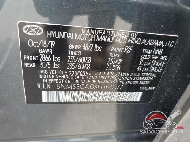 5NMS5CAD3LH190572 2020 HYUNDAI SANTA FE photo no. 13
