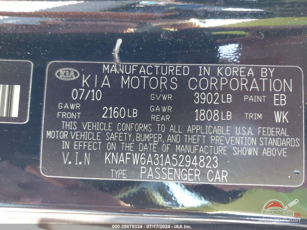 KNAFW6A31A5294823 2010 KIA FORTE KOUP photo no. 9