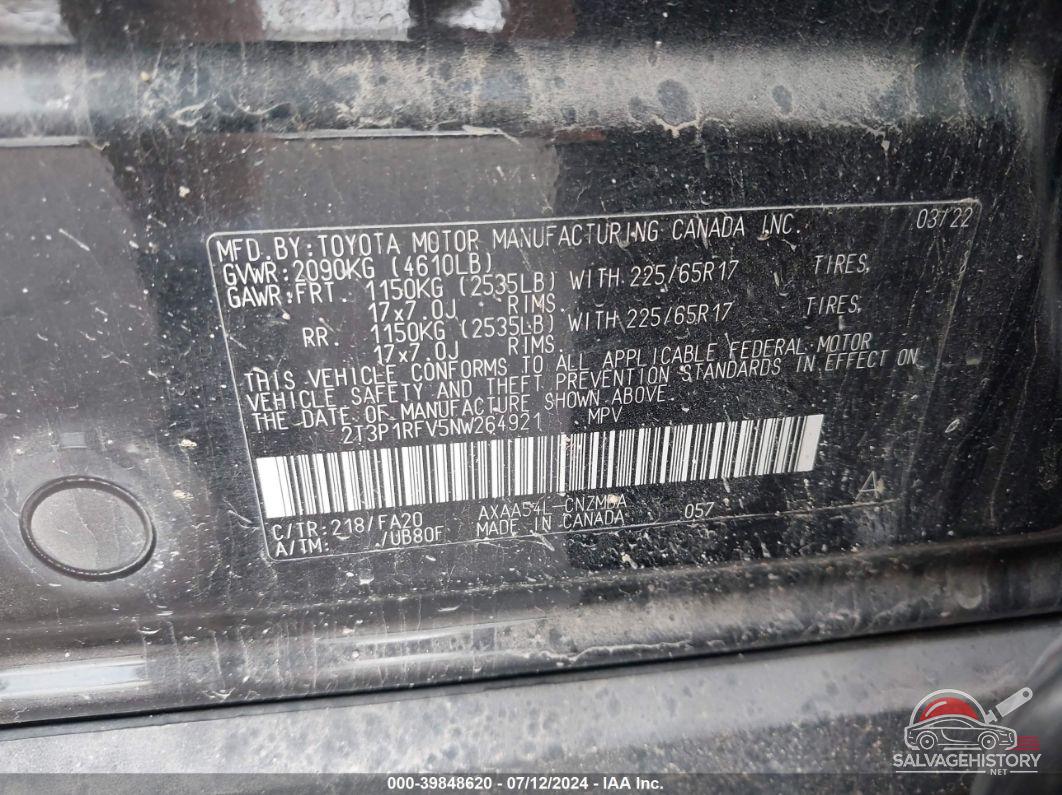 2T3P1RFV5NW264921 2022 TOYOTA RAV4 photo no. 9