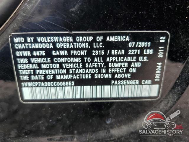 1VWCP7A30CC005953 2012 VOLKSWAGEN PASSAT photo no. 13