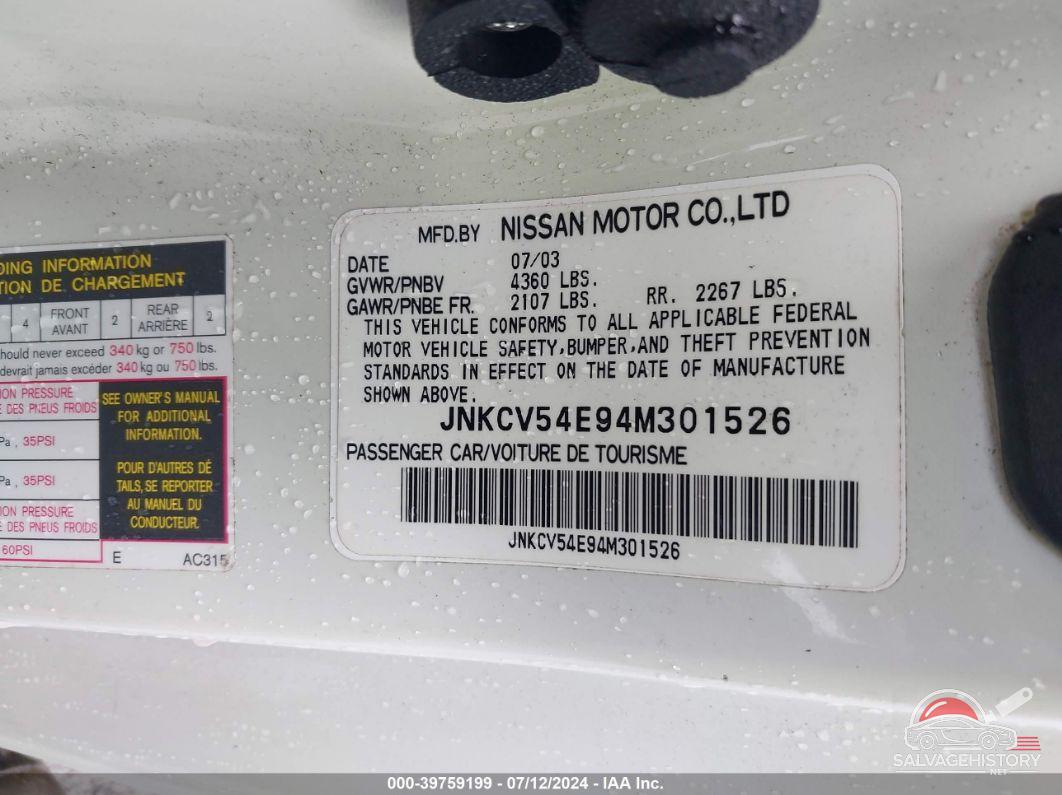 JNKCV54E94M301526 2004 INFINITI G35 photo no. 9