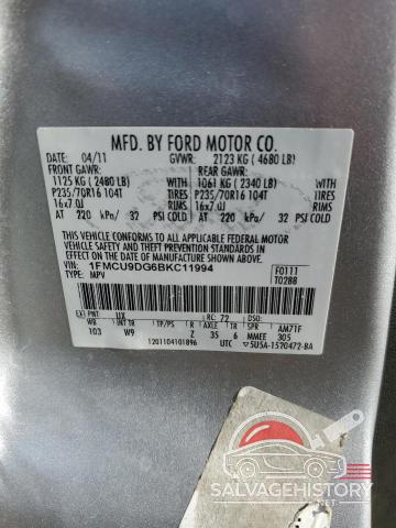 1FMCU9DG6BKC11994 2011 FORD ESCAPE photo no. 13
