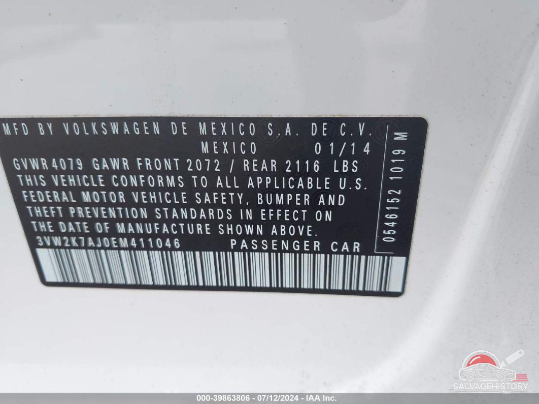 3VW2K7AJ0EM411046 2014 VOLKSWAGEN JETTA photo no. 9