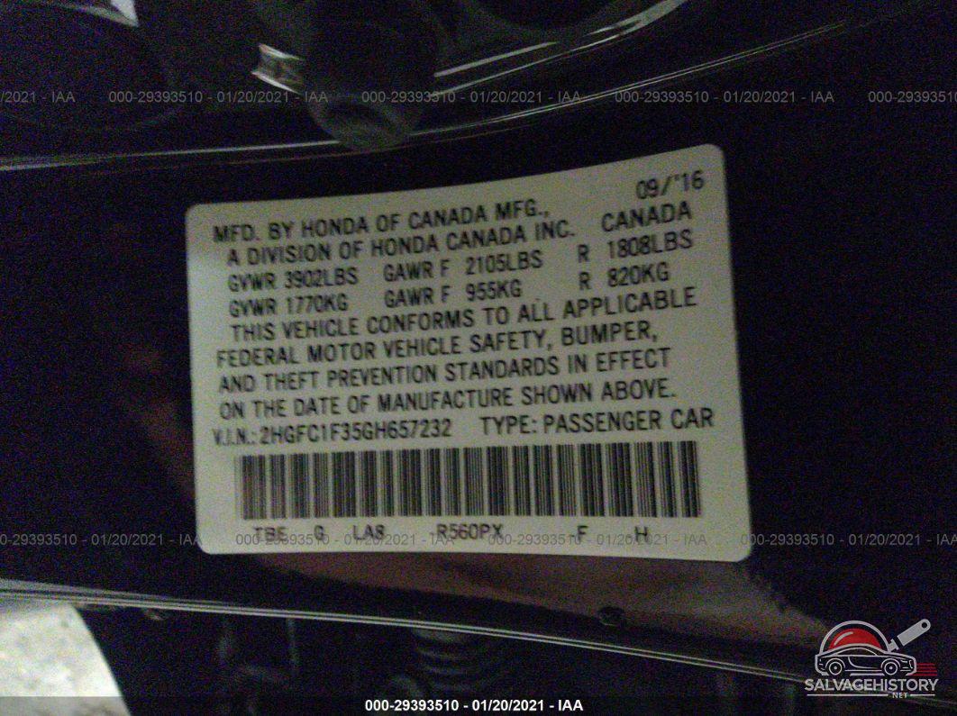 2HGFC1F35GH657232 2016 HONDA CIVIC SEDAN photo no. 9