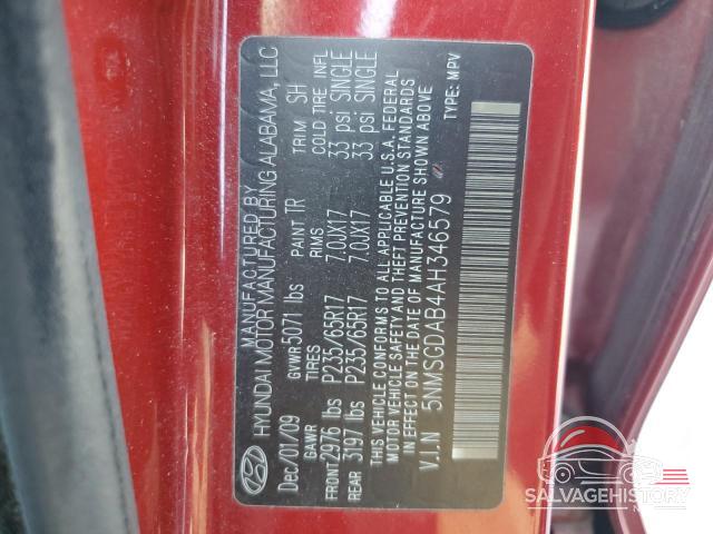5NMSGDAB4AH346579 2010 HYUNDAI SANTA FE photo no. 13