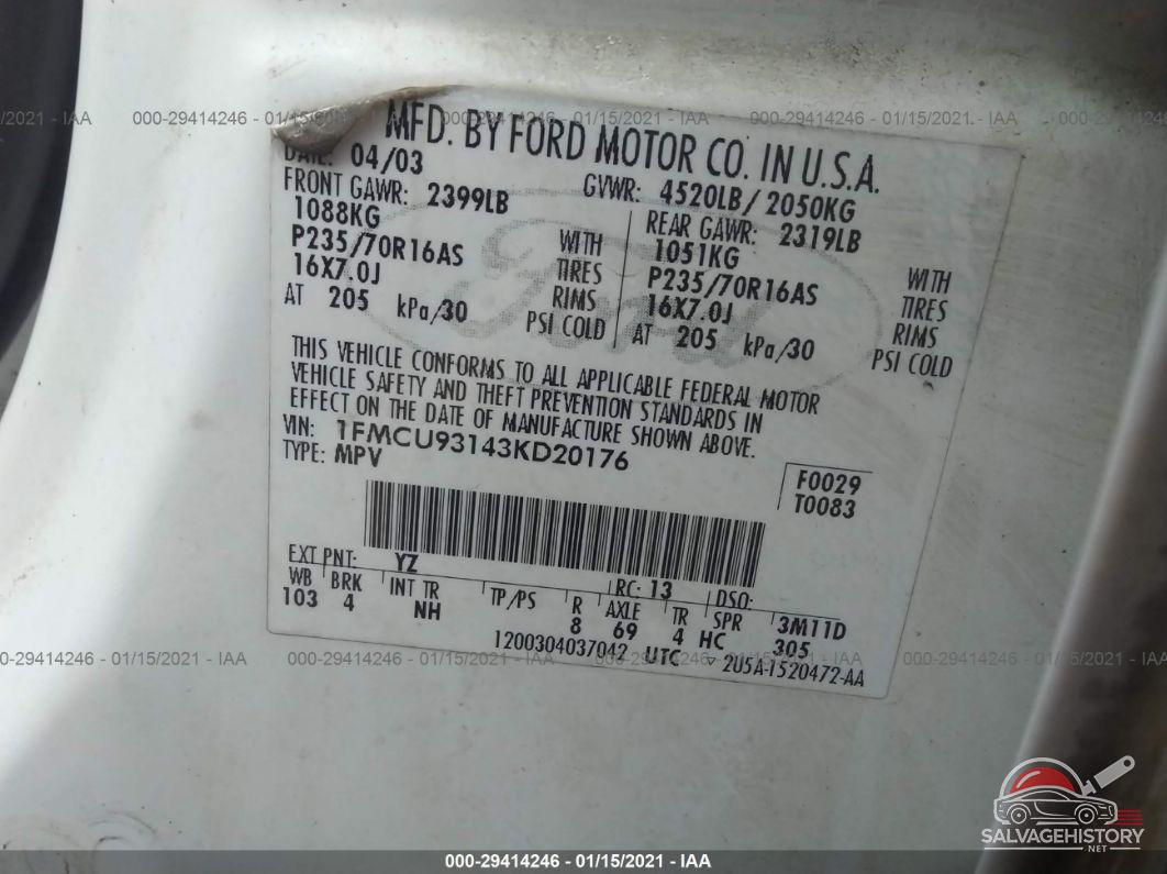 1FMCU93143KD20176 2003 FORD ESCAPE photo no. 9