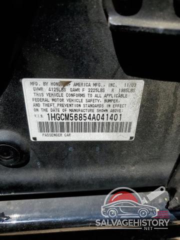 1HGCM56854A041401 2004 HONDA ACCORD photo no. 12