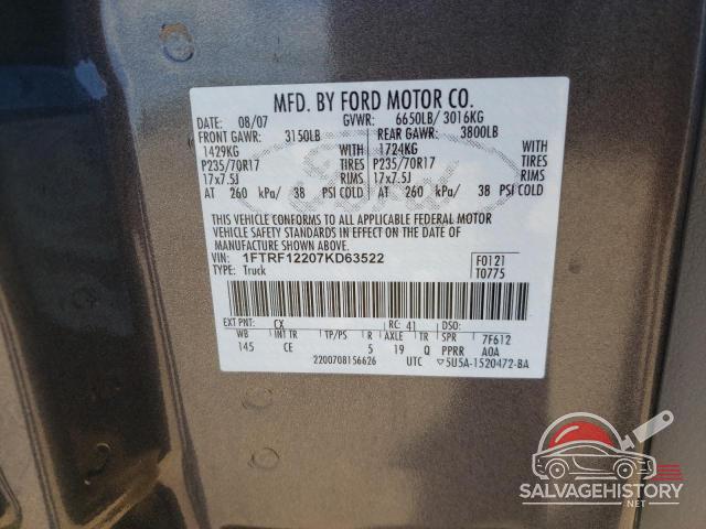 1FTRF12207KD63522 2007 FORD F150 photo no. 12