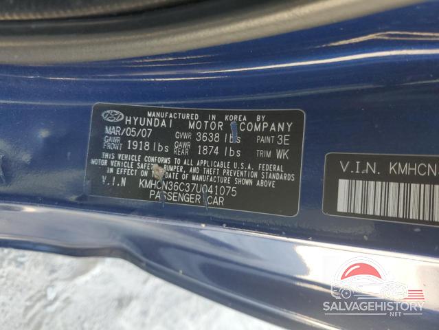 KMHCN36C37U041075 2007 HYUNDAI ACCENT photo no. 12