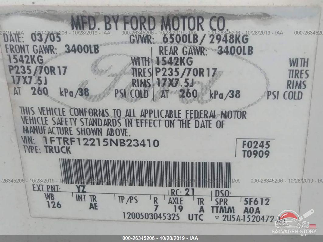 1FTRF12215NB23410 2005 FORD F-150 photo no. 9