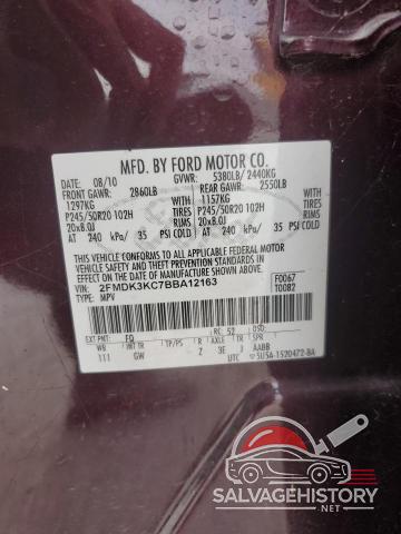 2FMDK3KC7BBA12163 2011 FORD EDGE photo no. 13