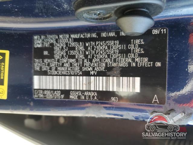 5TDDK3EHXCS101754 2012 TOYOTA HIGHLANDER photo no. 13