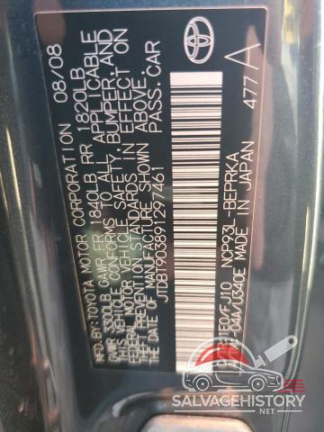 JTDBT903891297461 2009 TOYOTA YARIS photo no. 12