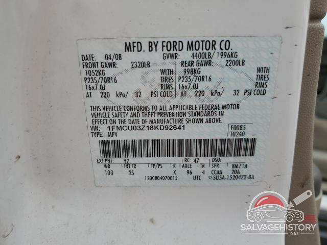 1FMCU03Z18KD92641 2008 FORD ESCAPE photo no. 13