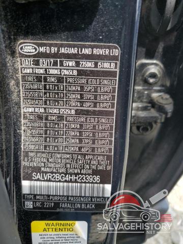 SALVR2BG4HH233936 2017 LAND ROVER RANGEROVER photo no. 12