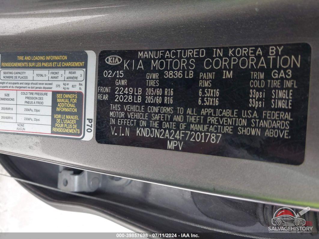 KNDJN2A24F7201787 2015 KIA SOUL photo no. 9