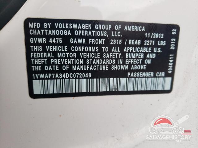 1VWAP7A34DC072046 2013 VOLKSWAGEN PASSAT photo no. 13