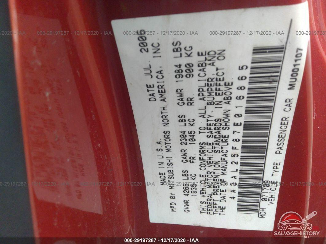 4A3AL25F87E016865 2007 MITSUBISHI ECLIPSE photo no. 9