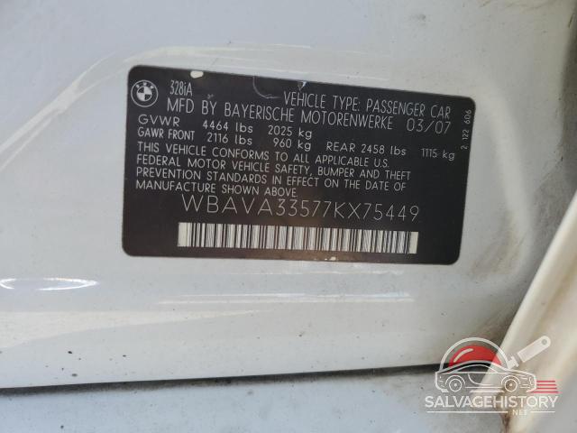 WBAVA33577KX75449 2007 BMW 3 SERIES photo no. 13
