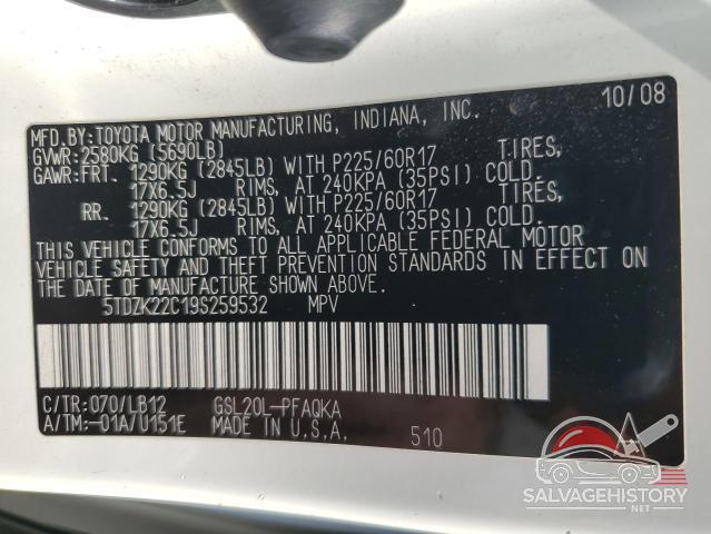 5TDZK22C19S259532 2009 TOYOTA All Models photo no. 13