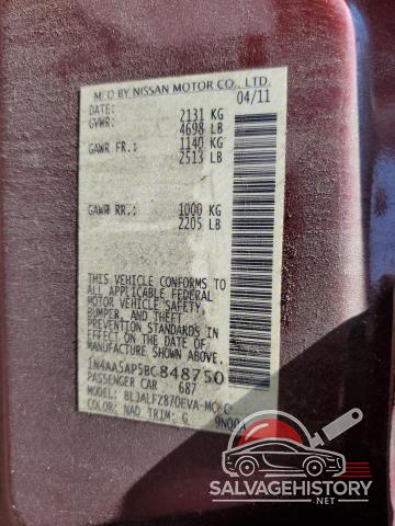 1N4AA5AP5BC848750 2011 NISSAN MAXIMA photo no. 13